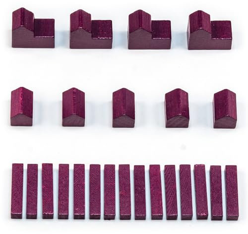 Waldfelsen® Hozfiguren: 4 Städte, 5 Siedlungen und 15 Straßen geeignet für Die Siedler (Farbe: Lila)
