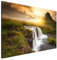 Estika Leinwand bilder - Island, Wasserfall, Sonnenuntergang - 120x80 cm, 1 teilige kunstdruck - Wandbilder wohnzimmer, schlafzimmer, Moderne wanddeko, Bild auf leinwand - Natur bilder - 2050A_1B