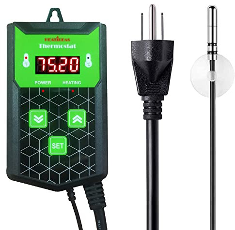Heatideas Digital Thermostat Heat Mat Temperature Controller for Seed Starting Germination Plant Propagation Greenhouse 40-108°F 8.3A 1000W