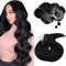 Moresoo Microring Extensions Echthaar 40 cm Schwarz Haar Extensions Seidenglatt Für Jede Tätigkeit 50G 50Stränge #1
