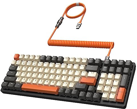MAMBASANKE K6 Pro 96% 3 Modos Teclado mecánico para Juegos Hot Swap 4000mAh 2.4Ghz/Bluetooth 5.0/Teclado con Cable con Cable USB en Espiral Tipo-C 9 RGB Retroiluminado Lineal Red Switch-Shimmer