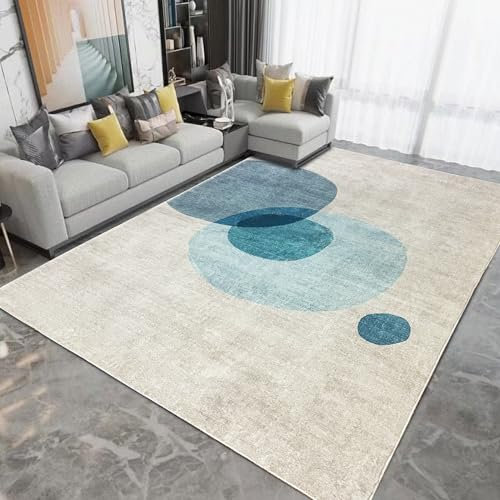 Tinyboy-hbq Rund Teppich Jugendzimmer Kurzflor Pflegeleicht,rutschfeste Rückseite,Moderne Jungen Lass, Passend für Wohnzimmer Schlafzimmer,Blau/Beige,200x250cm