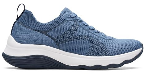 Clarks Damen Circuit Tie Sneaker, Denim Blue Knit, 39.5 EU