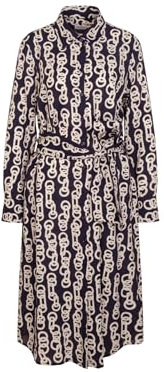 Seidensticker Damen Blusenkleid Mit Bindegürtel Kleid, Marineblau, 44 EU