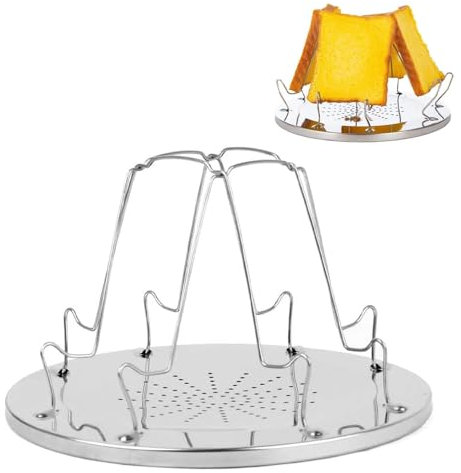 Camping Toaster für Kocher, 4 Scheiben Camping Toast Racks Faltbarem, Tragbarer Toastablett Toastregal für Gasherd, Outdoor, Picknick, Reisen, Wohnmobile Toaster Camping Zubehör