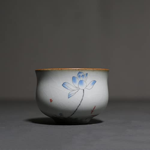 Infusor Taza de té Juego de tazas de té Retro Ru Kiln Taza de té de cerámica Taza de meditación portátil de viaje Taza de té de flores pintada a mano Juego hecho a mano Accesorios Juegos de té moderno