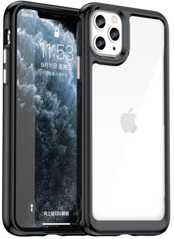 AWZHYDT Designed for iPhone 11 Pro Max Phone Case[ 360 Full Rubber Bumper & Transparent Back Cover] Anti-slip and anti-fingerprint Cover for iPhone 11 Pro Max 6.5(Black/Clear)