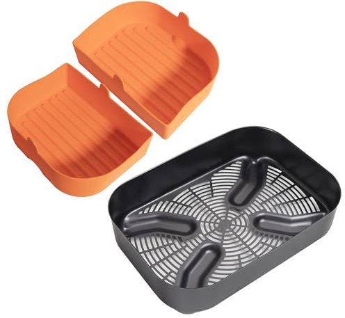 BBQ PLUS Combo Crisper Basket per Ninja OGOG751 OG701 Woodfire Outdoor Grill, con fodere riutilizzabili e resistenti al calore per friggitrice ad aria accessori per barbecue Ninja Indoor Foodi, 2