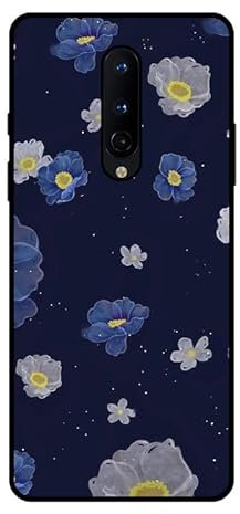KARTXITAI Hülle Kompatibel mit OnePlus 8, Stoßfeste Schutzhülle mit Weiche Silikon Bumper Case Handyhülle Anti-Kratzt Leichtes Matt Finish Rückseite - Blaue und weiße Blumen