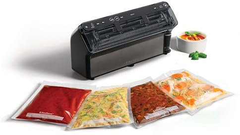 FoodSaver Elite All-in-One Liquid+ Vakuumiergerät | Hält Lebensmittel bis zu 5x länger frisch* | Vakuumiermodus für Flüssigkeiten | Mit 1 Rolle (28 cm x 2,43 m) & 4 Vakuumbeuteln (0,94 L & 3,78 L)