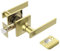 Door Handles Interior with Door Turn Lock - Privacy Heavy Duty Keyless Door Knobs, Brushed Brass Gold Reversible Square Door Lever for Bathroom, Bedroom, and Rooms (1 Pack, Gold)