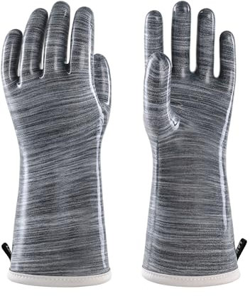 wahoo Guanti da Forno in Silicone Liquido, Guanti da Barbecue Resistenti al Calore per Cucinare, Grigliare, Cuocere al Forno, Impermeabile, Grigio, L/9