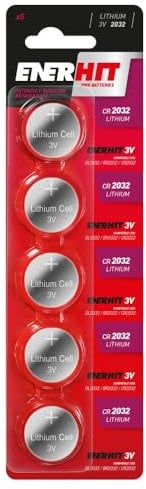 Pila de Litio CR2032, 3V, 220mAh, Ideal para Relojes, calculadoras y Dispositivos electrónicos compactos.