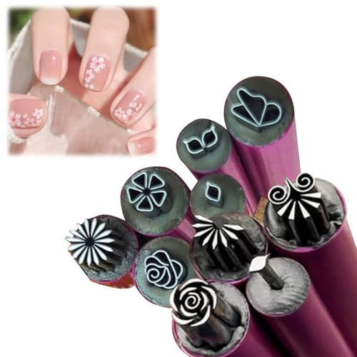 Nail Art Stamp Pen Set,2024 New Flower Nail Art Pen Set,Nail Art Dotting Tools with Simple Design,Nail Stamp Pen DIY Nail Art Tools with Different Patterns for Girls and Women (10 Pcs)