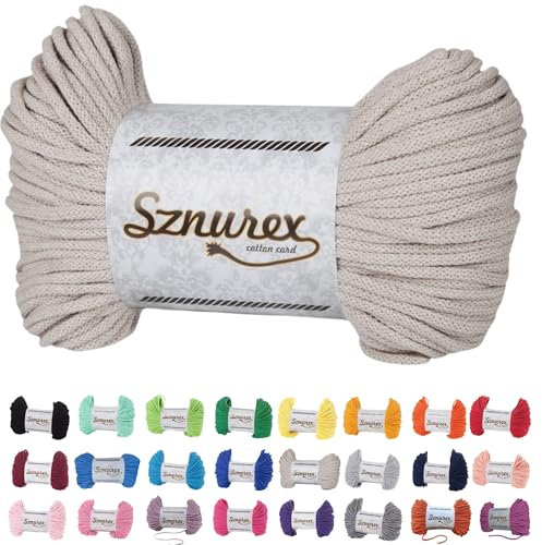 Makramee Garn 5mm x 100m Baumwollschnur Perfekt für DIY, Garn für Makramee-Schnur über 50 Farben Oeko-TEX Zertifiziert - Baumwollkordel (Cappucciono, 5mm/100 Meter)