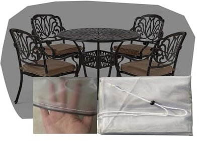 Wasserdichte robuste PVC-Platte, rechteckige Tisch- und Stuhlabdeckung für Outdoor-Terrassenmöbel, transparent, mattiert, 100 x 100 cm, winddichte Schnur, ideal für Loungesessel