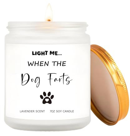 Dog Lovers Gifts for Women, Lavender Candle with Humorous Scent Relief, Novelty Presents for Dog Mums Best Friends Sisters Dog Dad, Funny Christmas Birthday Valentines Gifts for Dog Owners