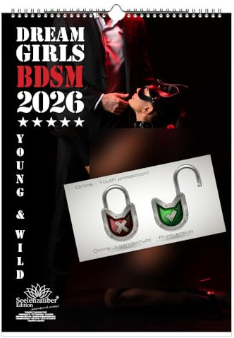 Sexy Dreamgirls BDSM DIN A3 Kalender für 2026 Girls Erotik - Setinhalt: 1x Kalender 1x Weihnachtsanhänger 1x Grußanhänger (gesamt 3 Teile)