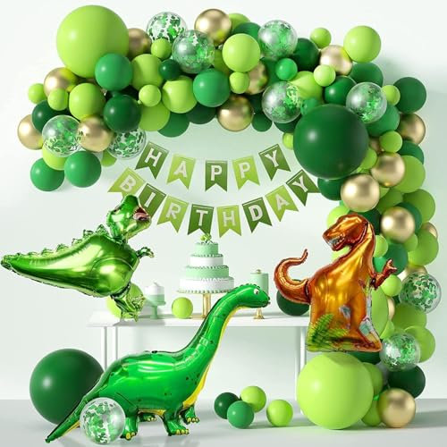 Deluisho Dinosaur Birthday Party Decorations, Dinosaur Green Balloons, Dinosaur Ball oons Garland Arch Dinosaur Birthday Party Ornaments, Aluminium Film Balloons