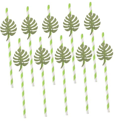 Ipetboom 10stücke Monstera Papier Strohhalme Glitzer Einweg Trinkhalme Für Party Getränke