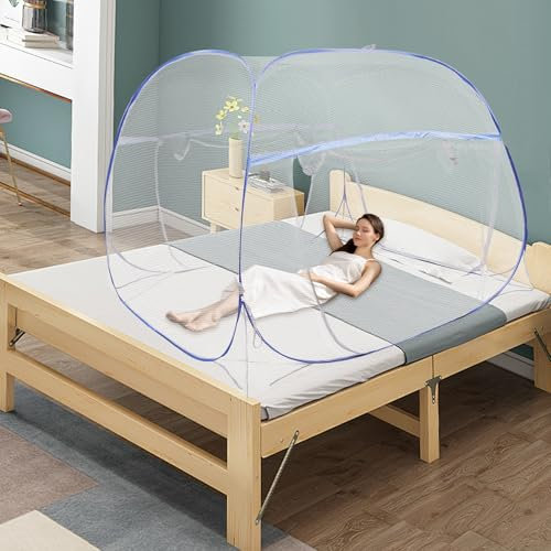 Moskitonetz Bett, Faltbares Bett-MoskitonetzZ, Tragbares Reise-moskitonetz, Doppeltür Pop-Up MoskitonetzZ, Moskito-Campingvorhang, für Schlafzimmer, Outdoor, Camping