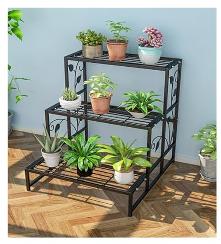 Supporto per piante da esterno, scaffale a scala in metallo per patio e soggiorno, scaffale angolare salvaspazio per fiori