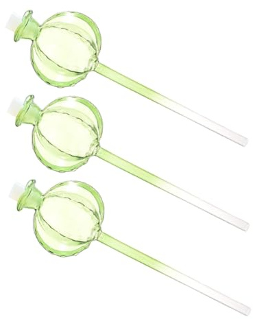 VICASKY 3 Stück-Pack Glas Gießkugel für Pflanzen und Blumen Grün | Borosilikatglas, Automatische Bewässerung, Sichtbarer Wasserstand, für Bonsai und Hausgarten