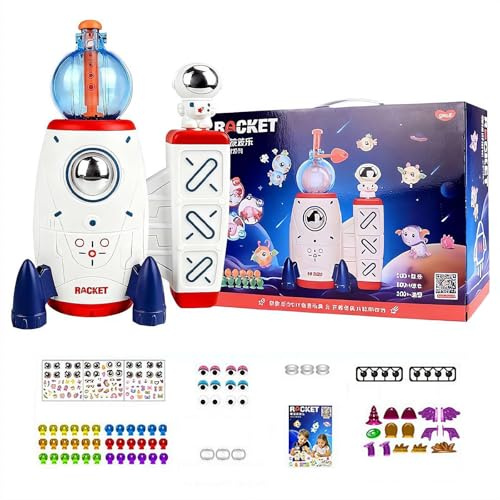DIY Space Magic Balloon Craft Kit, Sticker Decorated Balloons Toy for Kids, DIY Sticky Rocket Balloon with Pump Launcher,Make Your Own Magic Balloons Nano Tape Bubble Kit,Xmas Gifts for Ages 3+ (1)