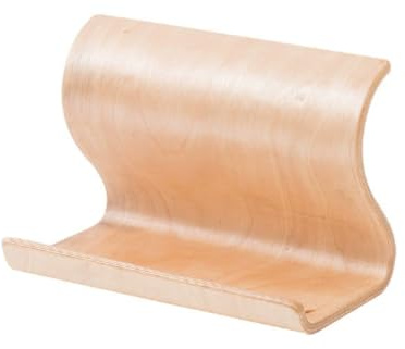 Homelytic Wooden Tablet Stand, Curved Design Desktop Holder for Tablet Computer and Cell Phone, Natural Wood Color