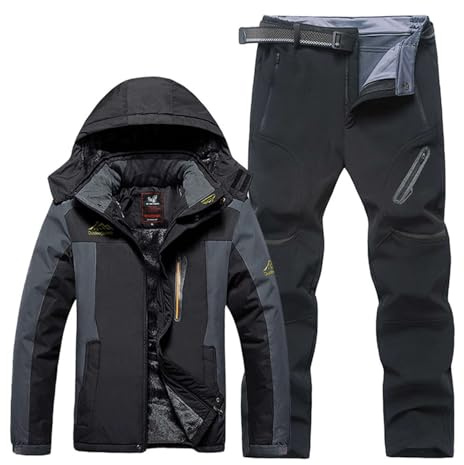 Skianzug Herren 2 Teilig Wasserdicht Warm Ski Anzug Männer Winter Kombi Winddicht Skibekleidung Schneeanzug Gefüttert Thermo Skijacke Skihose Outfit Atmungsaktiv Outdoor Snowboard Ausrüstung Snowsuit