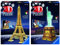 Ravensburger 3D Puzzle Eiffelturm bei Nacht mit 216 Teilen, für Kinder und Erwachsene & 3D Puzzle Freiheitsstatue bei Nacht, für Kinder und Erwachsene, Wahrzeichen von New York im Miniatur-Format