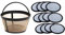 Premium Holzkohle Wasserfilter Scheiben für Mr. Kaffeemaschinen 12er Pack + wiederverwendbarer Korb Kaffeefilter passend für Mr. Coffee