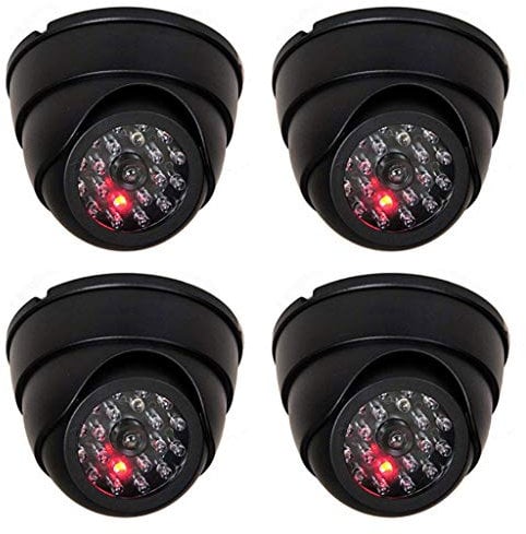O&W Security 4X Dummy Kamera Attrappe Dummykameras mit Objektiv und Blink-LED Videoüberwachung Warensicherung für Innen- und Außenbereich