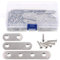 Glarks Lot de 35 équerres plates et droites en acier inoxydable de 4,1 cm/6,1 cm/10,2 cm, plaques de jonction, connecteurs de fixation et 80 vis, 115 pièces au total, argent