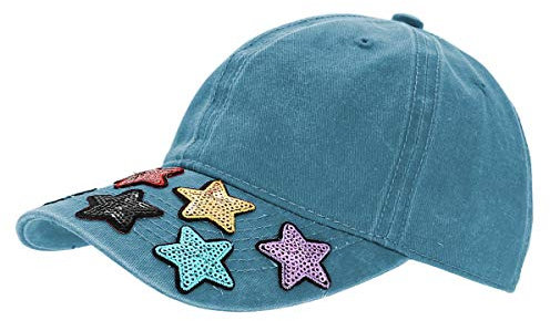 dy_mode Damen Kappe Basecap Baseball Cap Mütze Schirmmütze mit Pailletten - K015 (K015-Petrol)