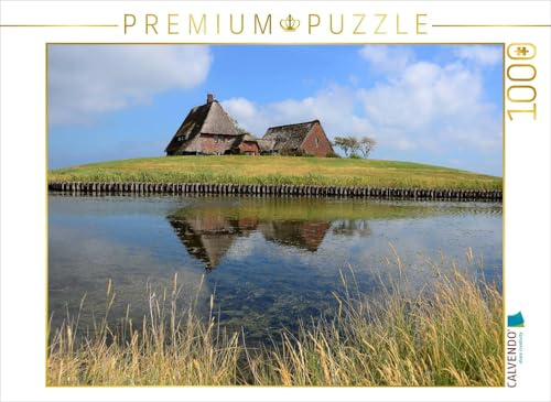 CALVENDO Puzzle Kirchwarft auf Hallig Hooge | 1000 Teile Lege-Größe 64 x 48 cm Foto-Puzzle für glückliche Stunden