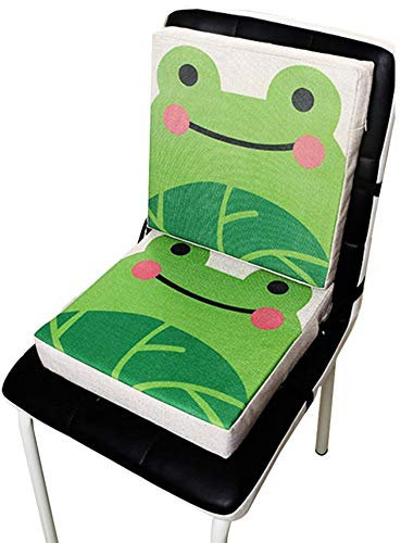 Wateralone Boostersitz Esszimmer Stuhl Sitzerhöhung Kinder Kindersitze, niedlichen Animal Print Flachs, demontierbar einstellbar, als Hochstuhl für unterwegs für Babys & Kleinkinder (Frosch)