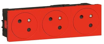 Legrand 077173L Triple Prise de Surface Mosaic Link Raccordement Latéral, Courant 2P+T, 6 Modules, Rouge