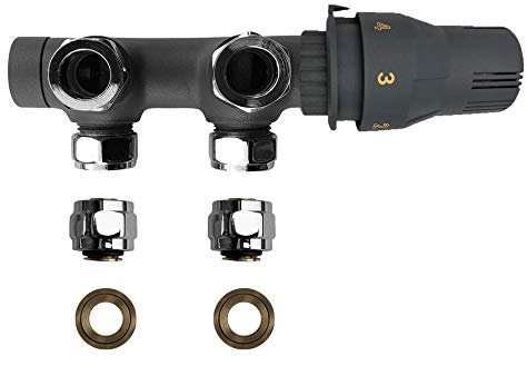 Badheizkörper Anschlussarmatur Thermostat Anthrazit (Eck, UNI2 Anthrazit)