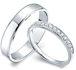 KnSam Platin Ringe Einfache Runde Trauringe Gold Paarpreis EIN Paar Ringe Paarpreis Ringe Set Silber