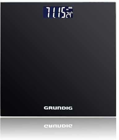 Grundig Personenwaage Digital - Waage Personen bis 180 kg - Wage für Körpergewichtsmessungen in kg/lb - Körperwaage bis 500 g genau - Digitalwaage mit Digitalanzeige - Schwarz - Glas