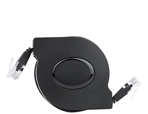 Demeras 1 pc câble Ethernet Nouveau 1 m/2 m réglable rétractable CAT6 RJ45 LAN câble réseau Cordon pour Modem routeur, PC, Ordinateur Portable, Noir(2m)
