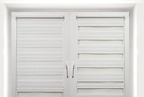 TROYAHOME® Doppelrollo Klemmfix Ohne Bohren Duo Rollo Fenster Rollo Easyfix (Silber Weiß, 100 x 150 cm (Stoffbreite 97 cm)