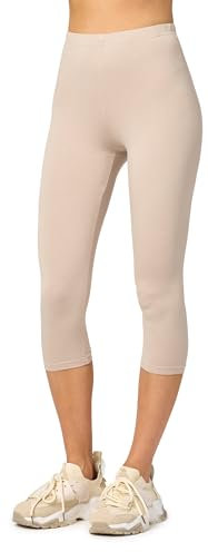 Merry Style Damen Leggings 3/4 Capri Leggings aus Viskose MS10-144 (Beige, S)