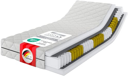 MSS e.K. Tonnentaschenfederkernmatratze Medic Plus | 200x220 cm | Härtegrad H3 | ergonomische 7 Zonen Matratze | Höhe ca. 21 cm| Oeko-Tex Zertifiziert | Made in Germany