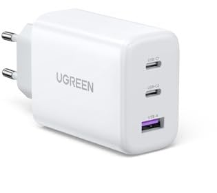 UGREEN 65W Chargeur USB C Rapide 3 Ports Compatible avec iPhone 16 Plus Pro Max 15 14 13 12 11 MacBook M4 M3 M2 M1 Galaxy S24 Ultra Plus S23 A15 Pixel 9 8 7 6 iPad Pro Air Dell XPS 13 (Blanc)