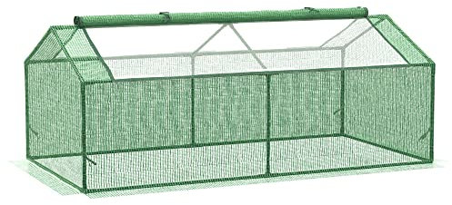 Outsunny Mini Serre de Jardin Serre à tomates Mini Serre Tunnel Toit pointu1,8L x 0,9l x 0,7H m métal thermolaqué PE Haute densité fenêtre moustiquaire intégrées Vert