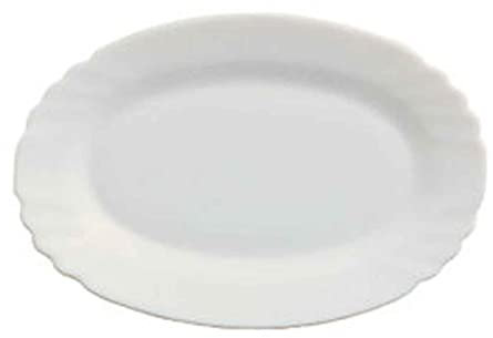 Fuente ovalada fabricada en vidrio opal, ideal para servir postres, aperitivos o comidas, apto para lavavajillas.2x 15 x 22 cm