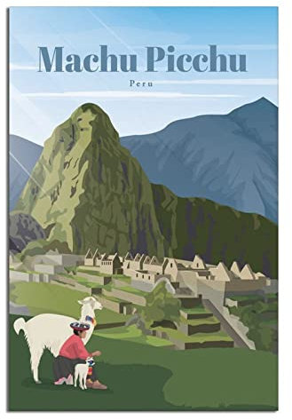 Machu Picchu Peru Vintage Reiseposter Gemälde Poster Modern Geschenk Schlafzimmer Deko