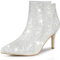Allegra K Stivaletti da donna con tacco a spillo con cerniera e glitter, Argento, 40.5 EU